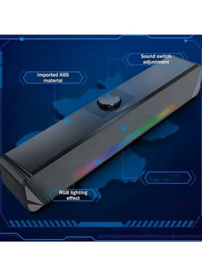 مكبر صوت سلكي بار الصوت TS33 لجهاز الكمبيوتر المكتبي مع اتصال USB ووظيفة بلوتوث باللون الأسود - Image 5